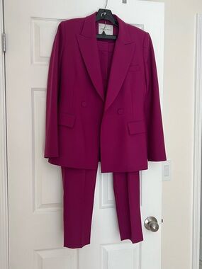Judith & Charles Tailored Magenta Double-Breasted Blazer & Trouser Set